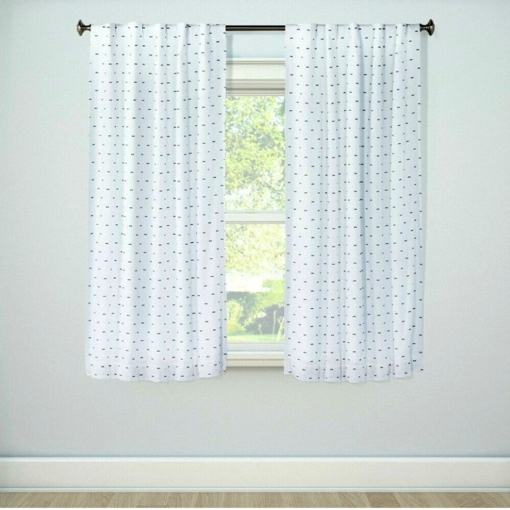black& white clipped dot blackout curtain panel